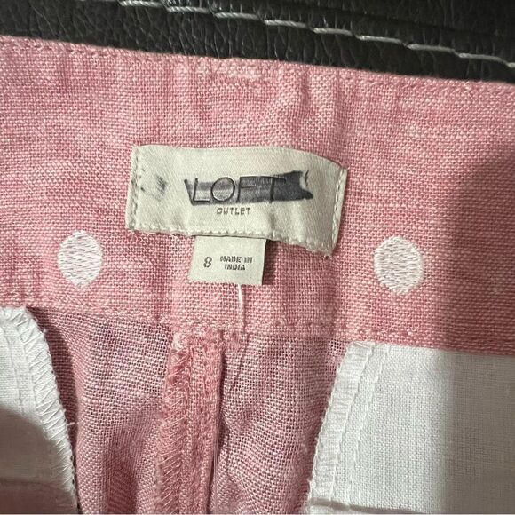 New! Loft Outlet Linen High Rise Pink White/Polka Dot 6” Chino Women Short Sz 8 - Picture 10 of 10